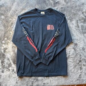 Old Guys Rule Mens Long Sleeve Shirt‎ Navy Blue Proud American US Flag Graphic L